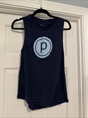 Pure Barre Navy Muscle Tank with Light Blue Logo